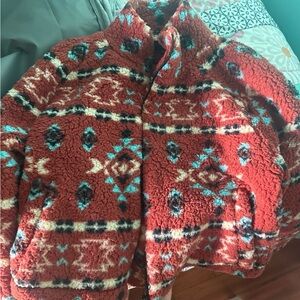 Love Tree Red and Blue Sherpa Jacket